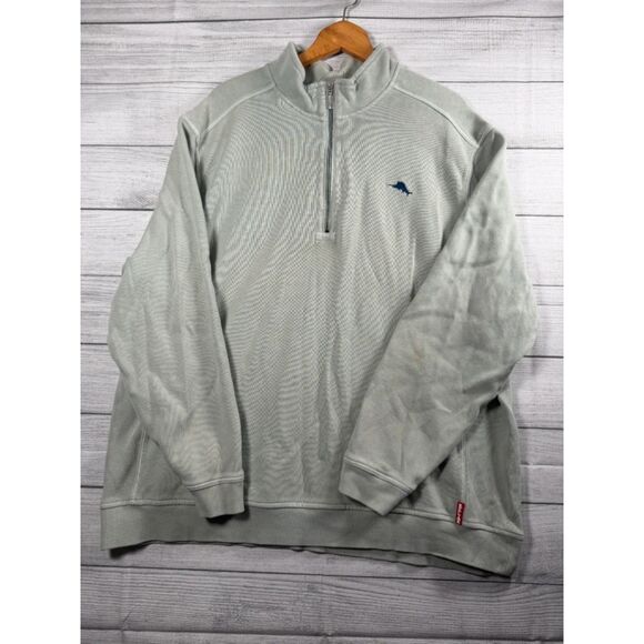 Tommy Bahama Other - Tommy Bahama Relax Mens XXL Light Green Marlin Quarter Zip Cotton Pullover 4136